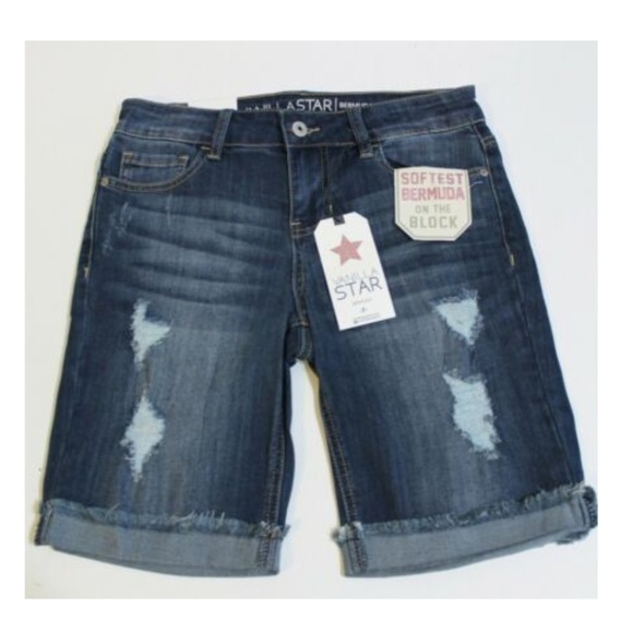 Vanilla Star Blue Jean Bermuda Shorts Jr Size 5 - Picture 1 of 3